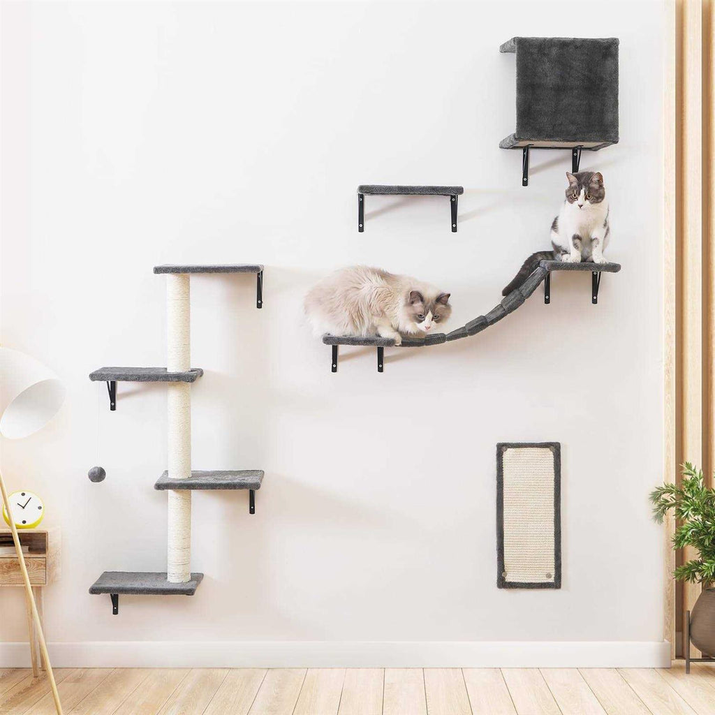 Wall-Mounted Cat Furniture 5pcs Wooden Cat Shelves T80666