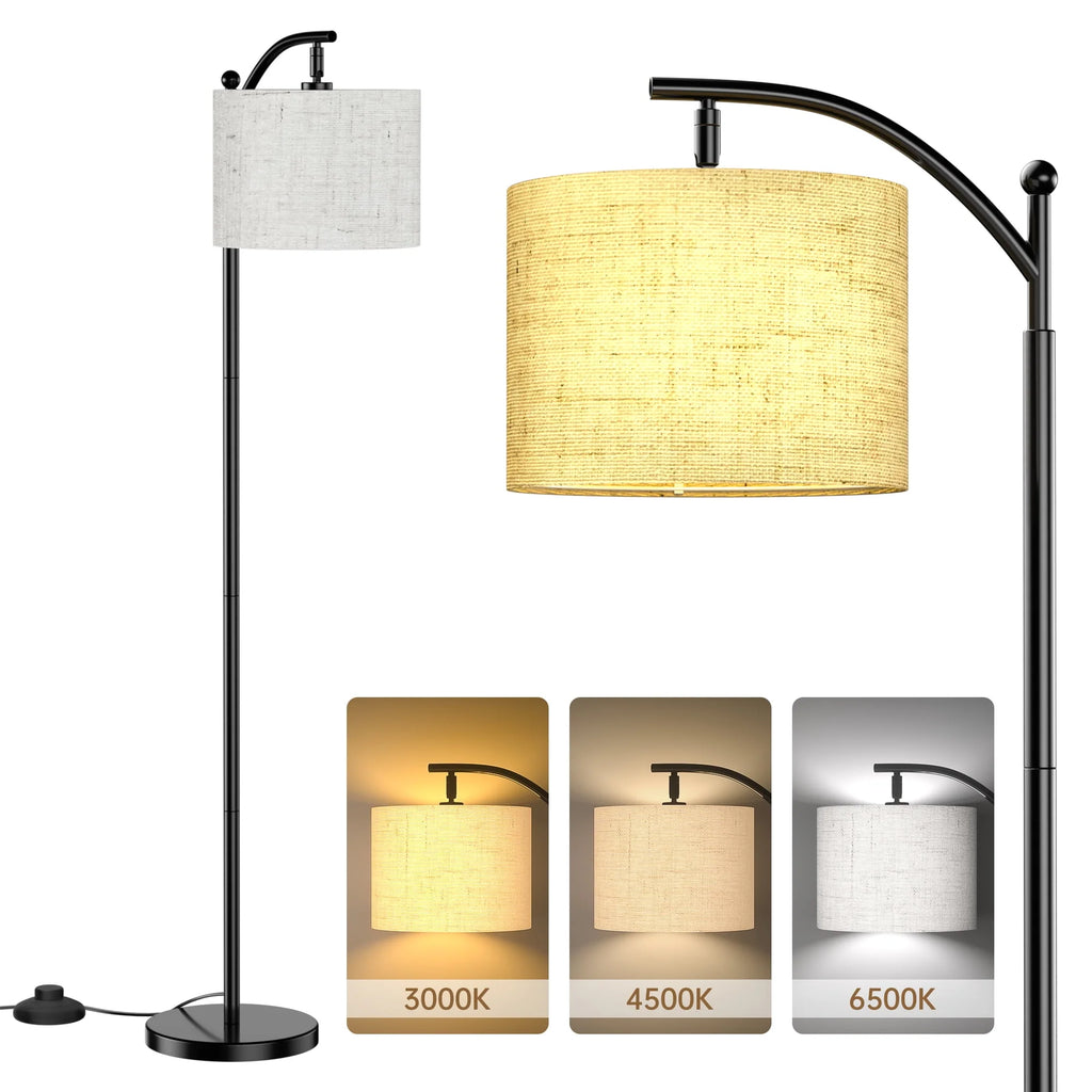 Tall Modern Floor Lamp with Linen Shade N488