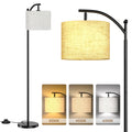 Tall Modern Floor Lamp with Linen Shade N488