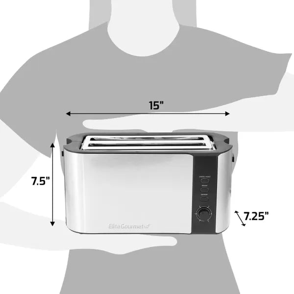 Long Slot 4 Slice Stainless Steel Black Toaster L786910