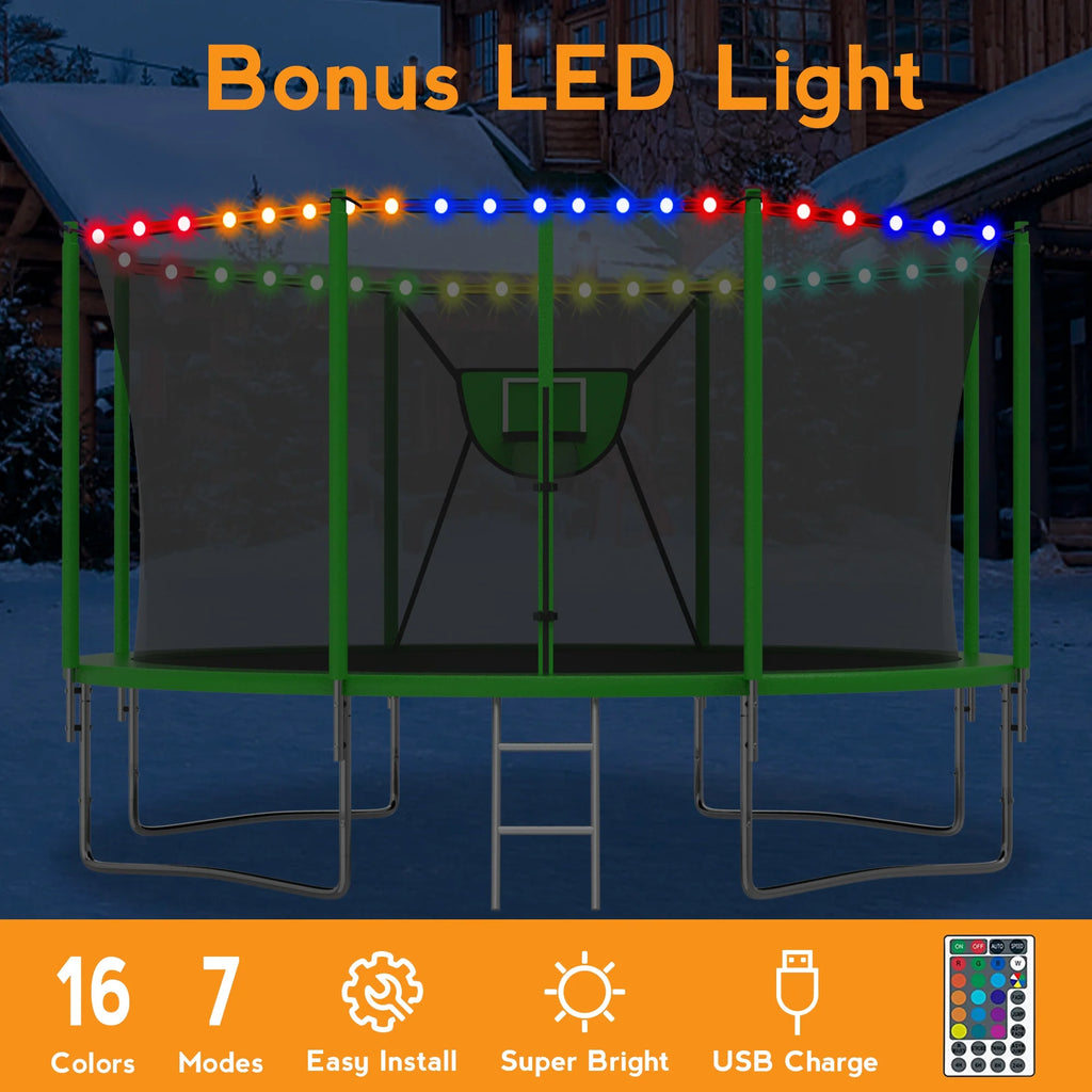 10FT Trampoline with Basketball Hoop and Enclosure Net Y152537