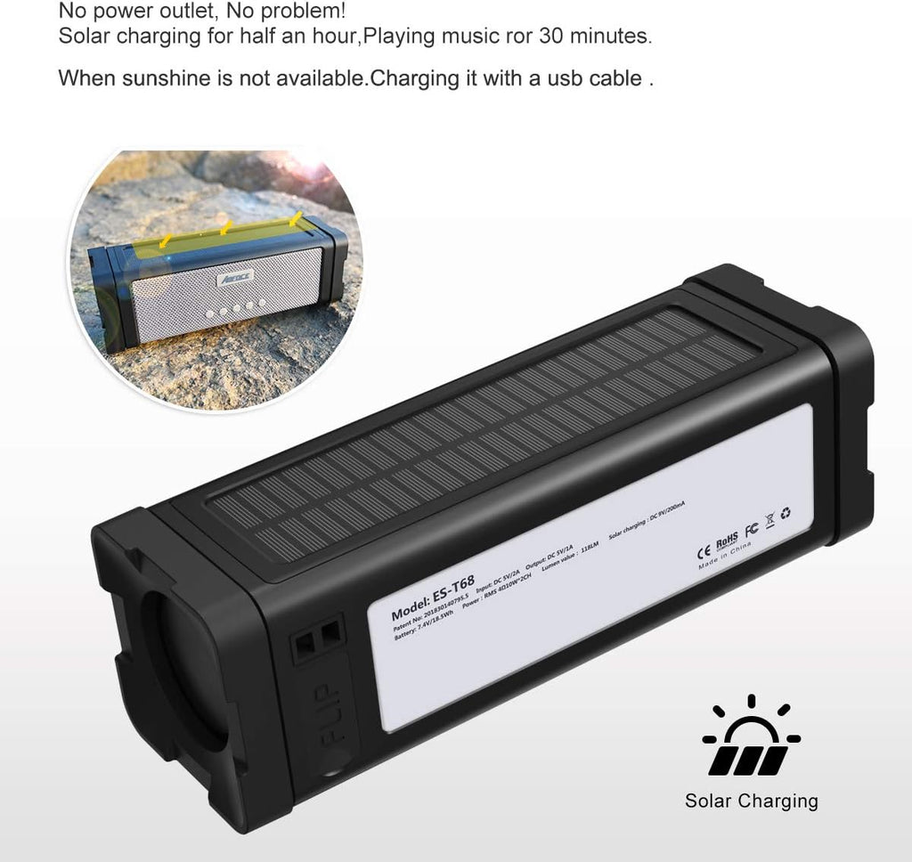 IPX7 Waterproof 20W Portable Bluetooth Speaker with 27 LEDs B1475