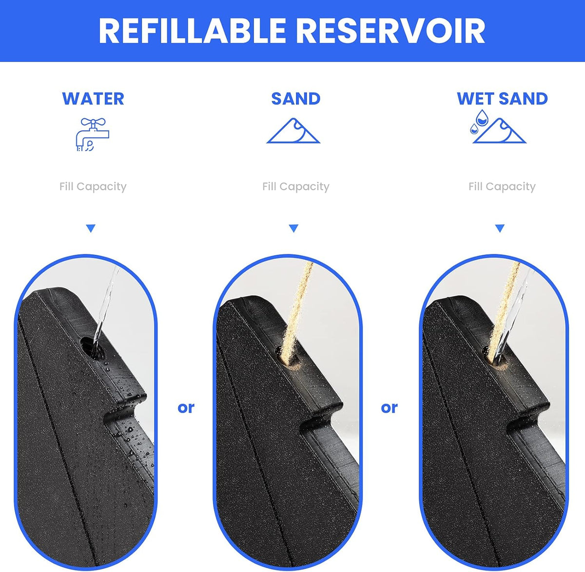 4-Pieces Heavy-Duty Umbrella Base Stand with Locking Black Q247922
