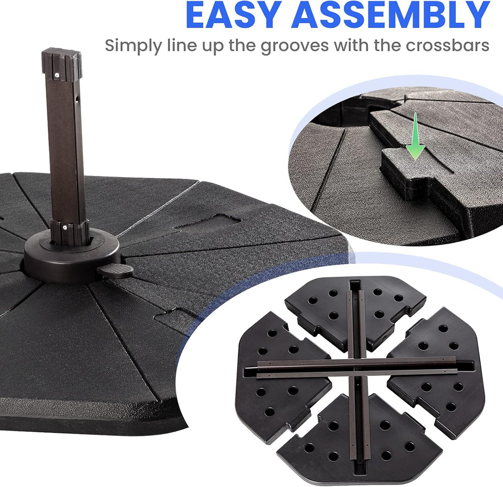 4-Pieces Heavy-Duty Umbrella Base Stand with Locking Black Q247922