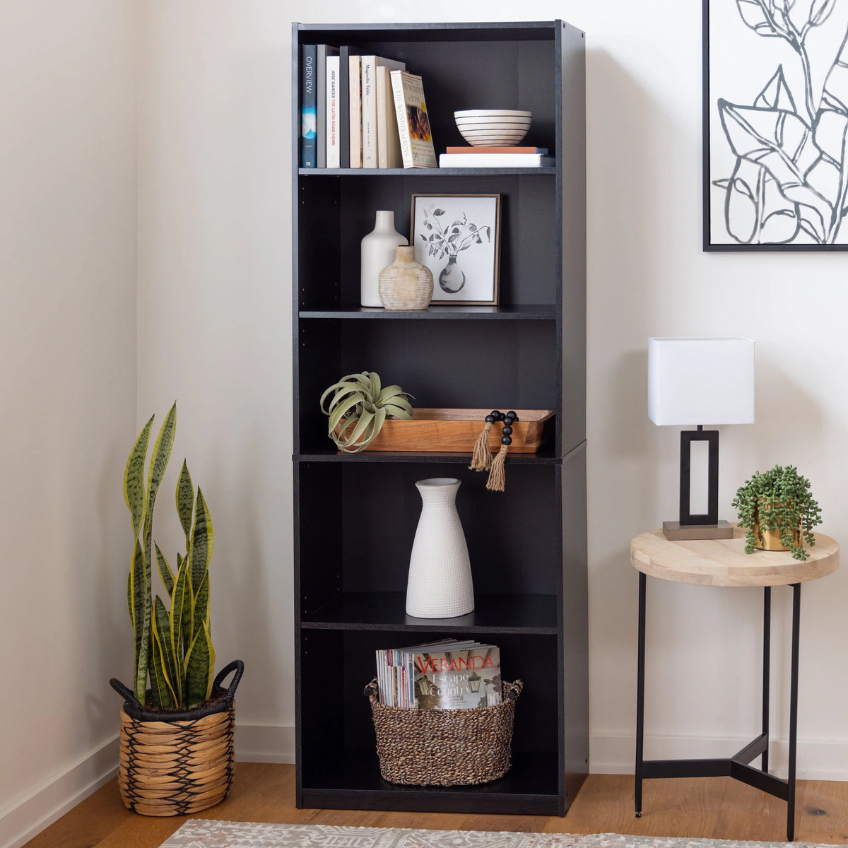 5-Shelf Bookcase with Adjustable Shelves, White X311871