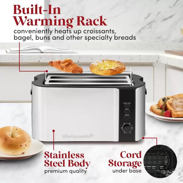 Long Slot 4 Slice Stainless Steel Black Toaster L786910