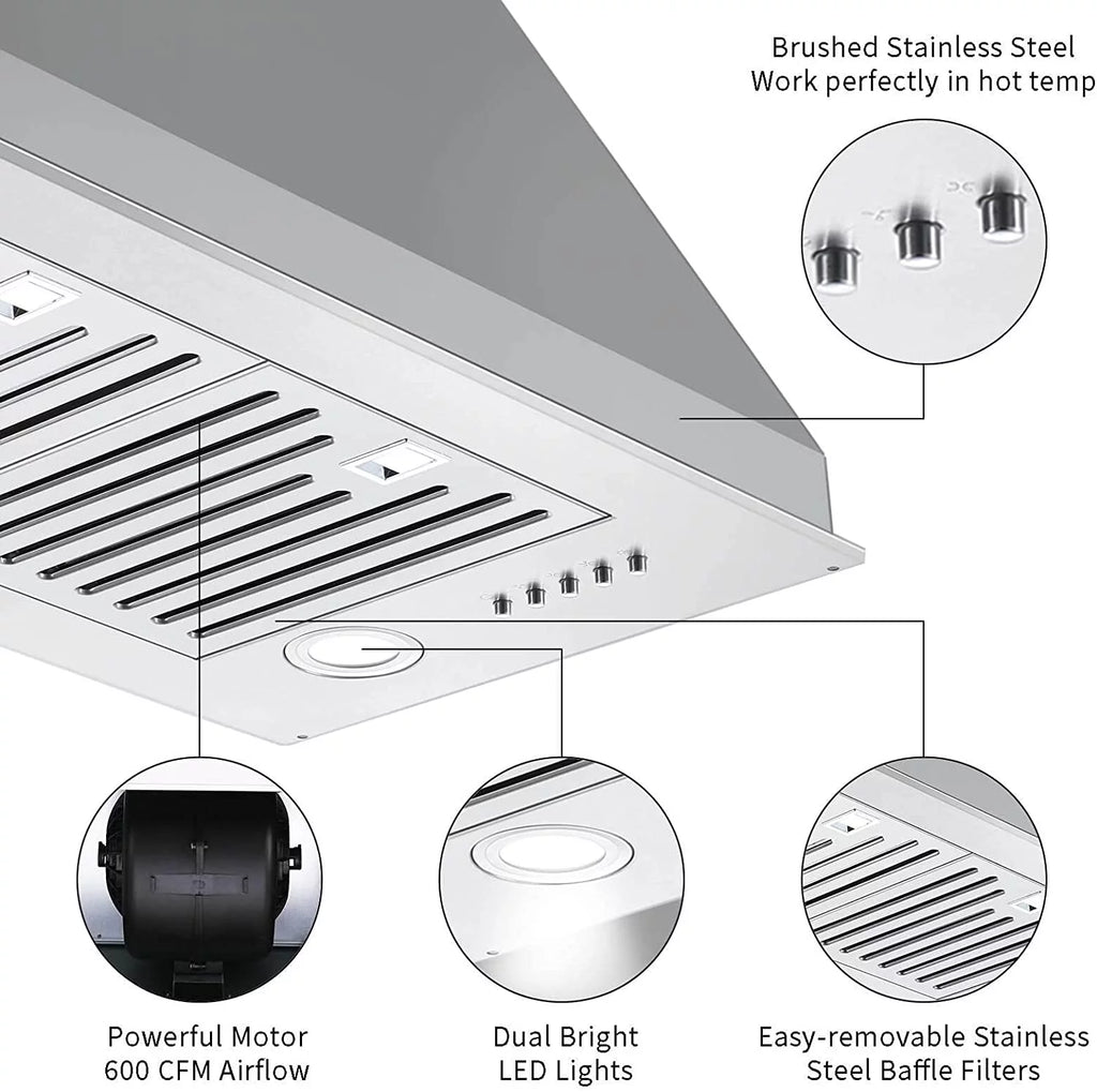 30 inch 600 CFM Stainless Steel Insert Range Hood Z3159