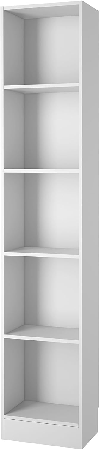 White 5 Shelf Narrow Bookcase C74954