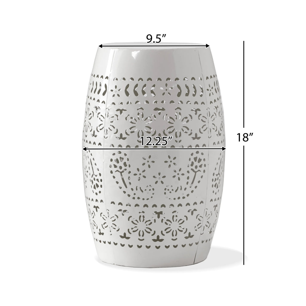 White 12 Lace Cut Iron Side Table B289