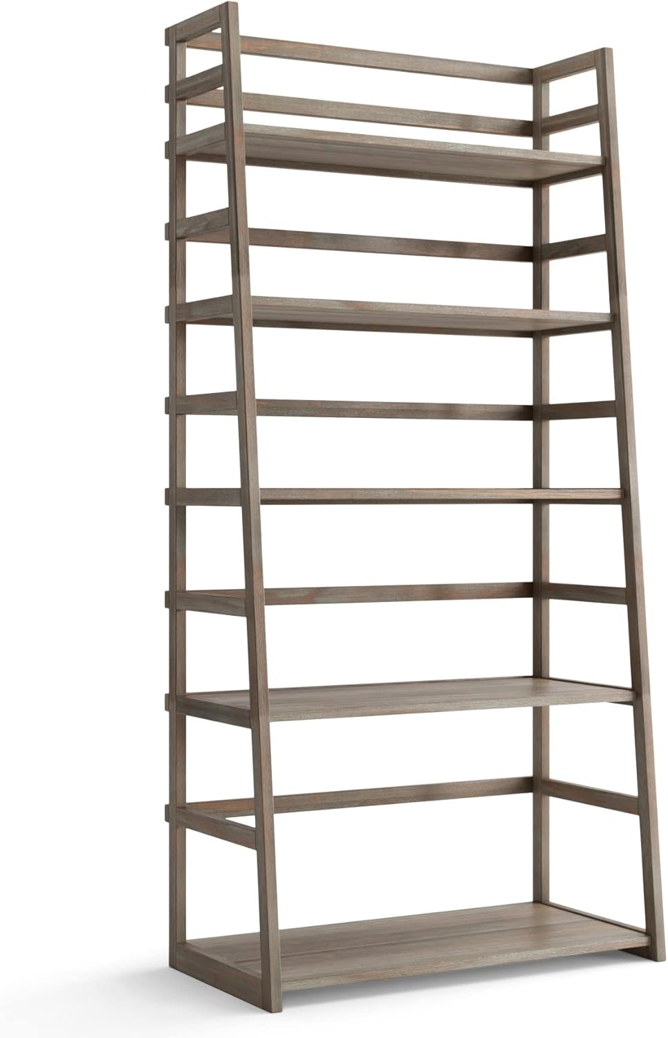 Black 5 Shelf Solid Wood Ladder Bookcase R266160