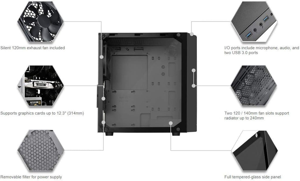 Micro-ATX Glass Computer Case Z758