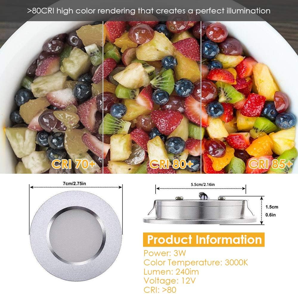 12V Waterproof Ultra-Thin LED Ceiling Light 3000K Warm White 12 Pack Y4571