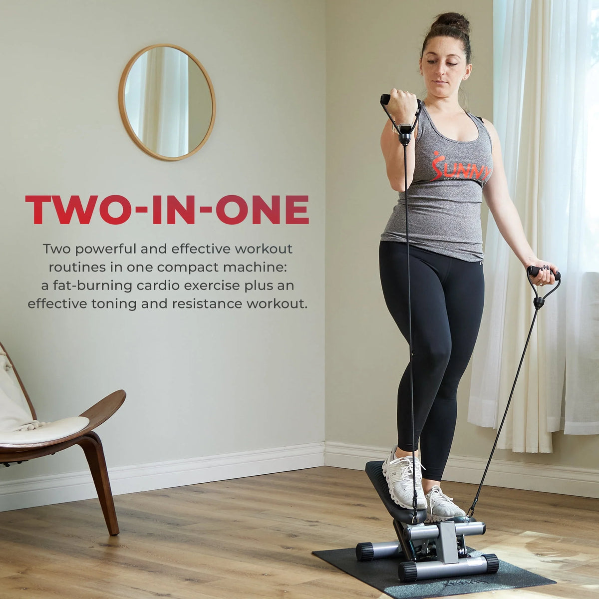 Mini Stepper Step Machine with Resistance Bands and LCD Monitor O373