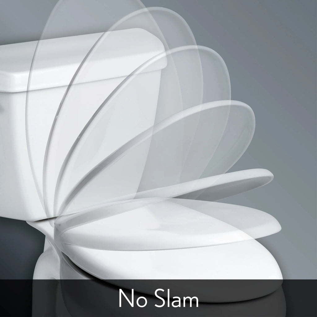 Slow Close Round Enameled Wood Toilet Seat in White N778777