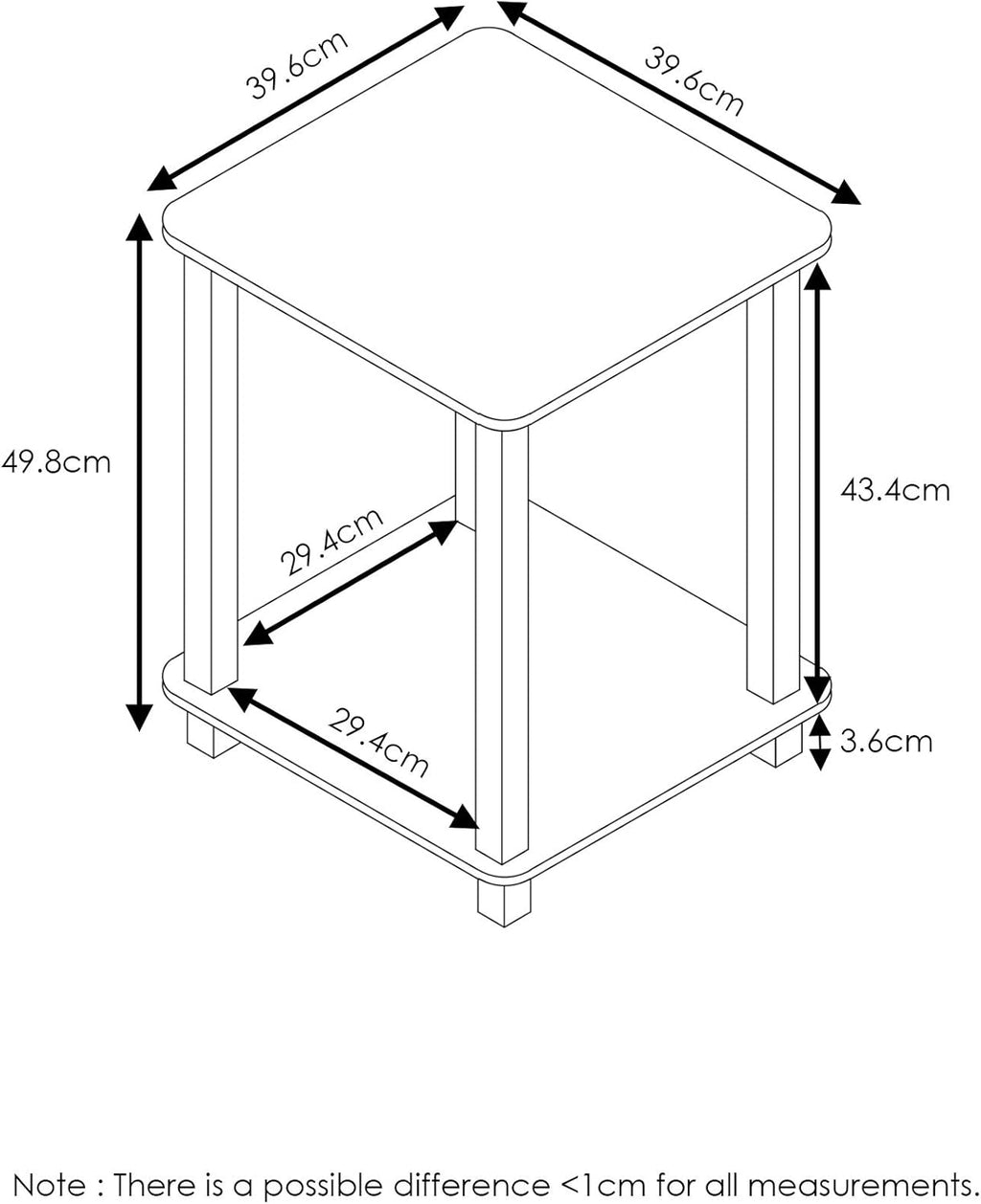 3-Tier End Table, 1-Pack, Americano/Black & Simplistic End Table, Espresso/Black H75161
