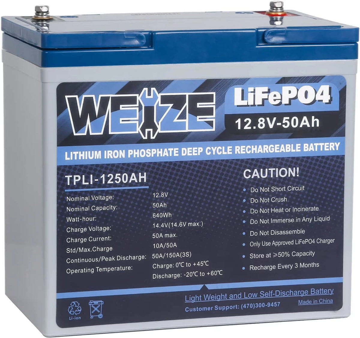 12V 50Ah LiFePO4 Lithium Battery H953653