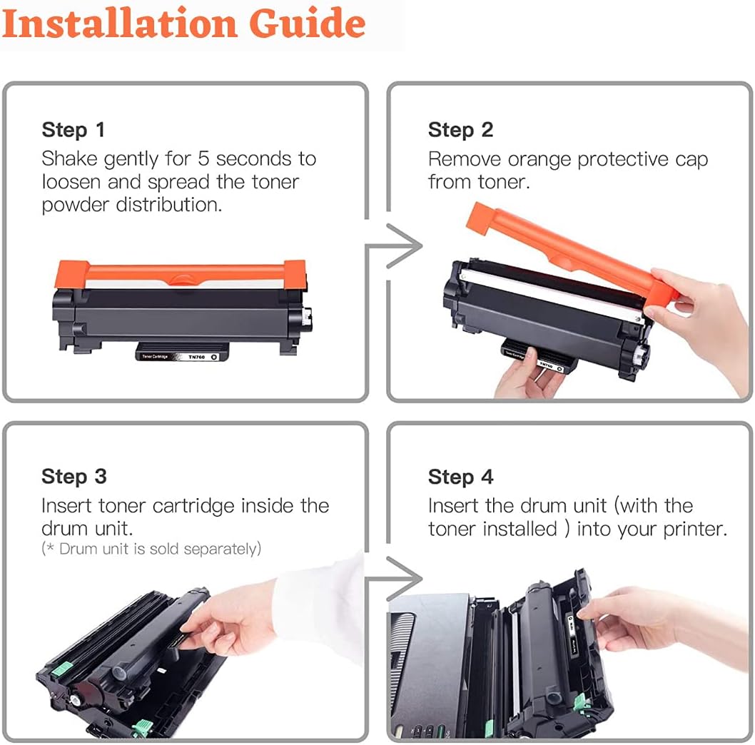 Compatible Brother TN760 Black Toner Cartridge 4 Pack J88980