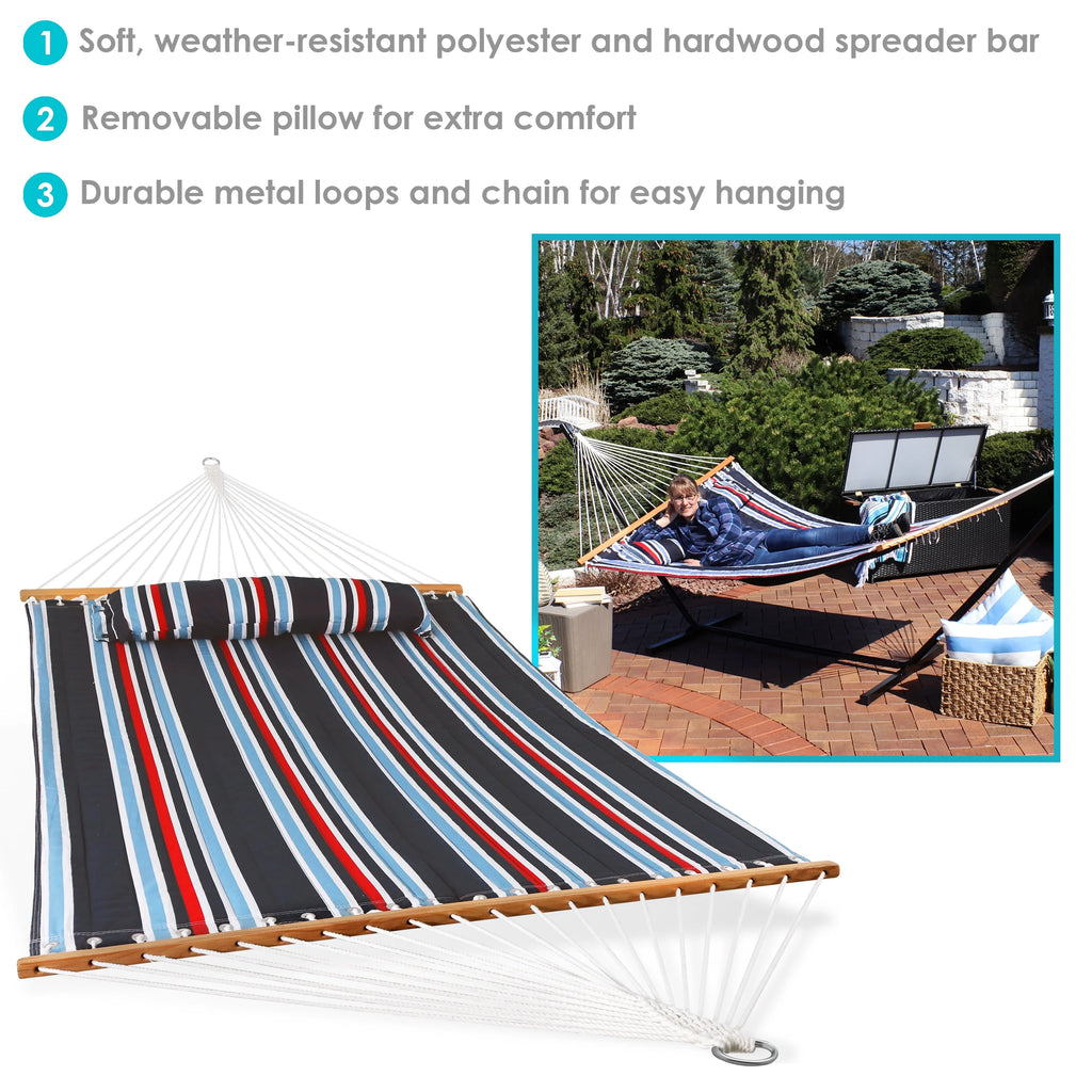 Quilted Fabric Double Hammock with Pillow M200