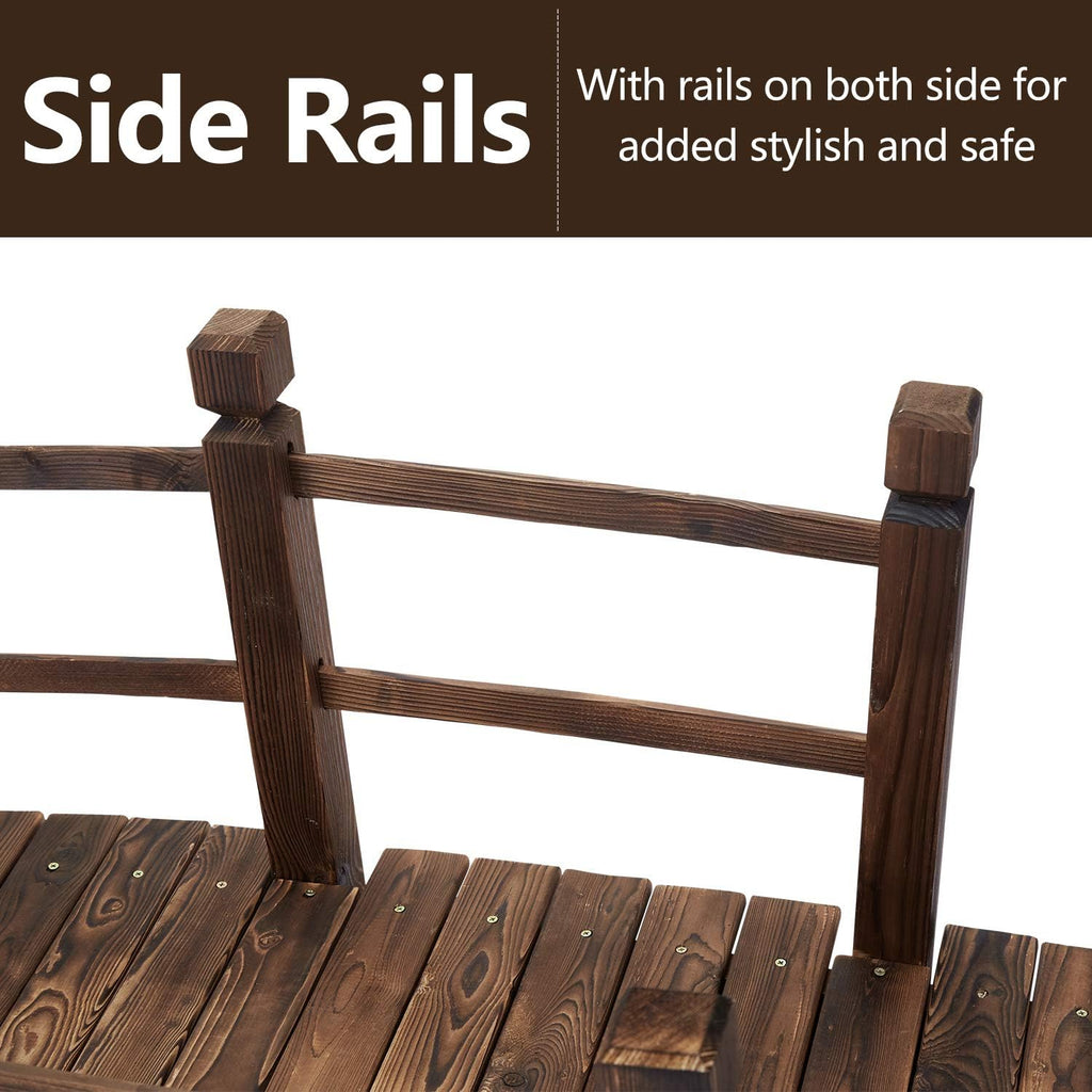 5 ft Wooden Garden Bridge with Safety Railings C186
