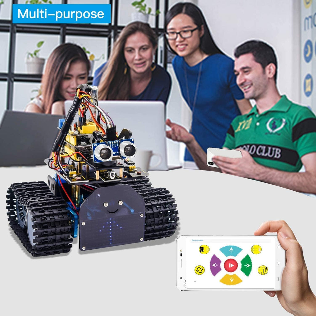 Mini Tank Robot Smart Car Kit with LED Panel R762670
