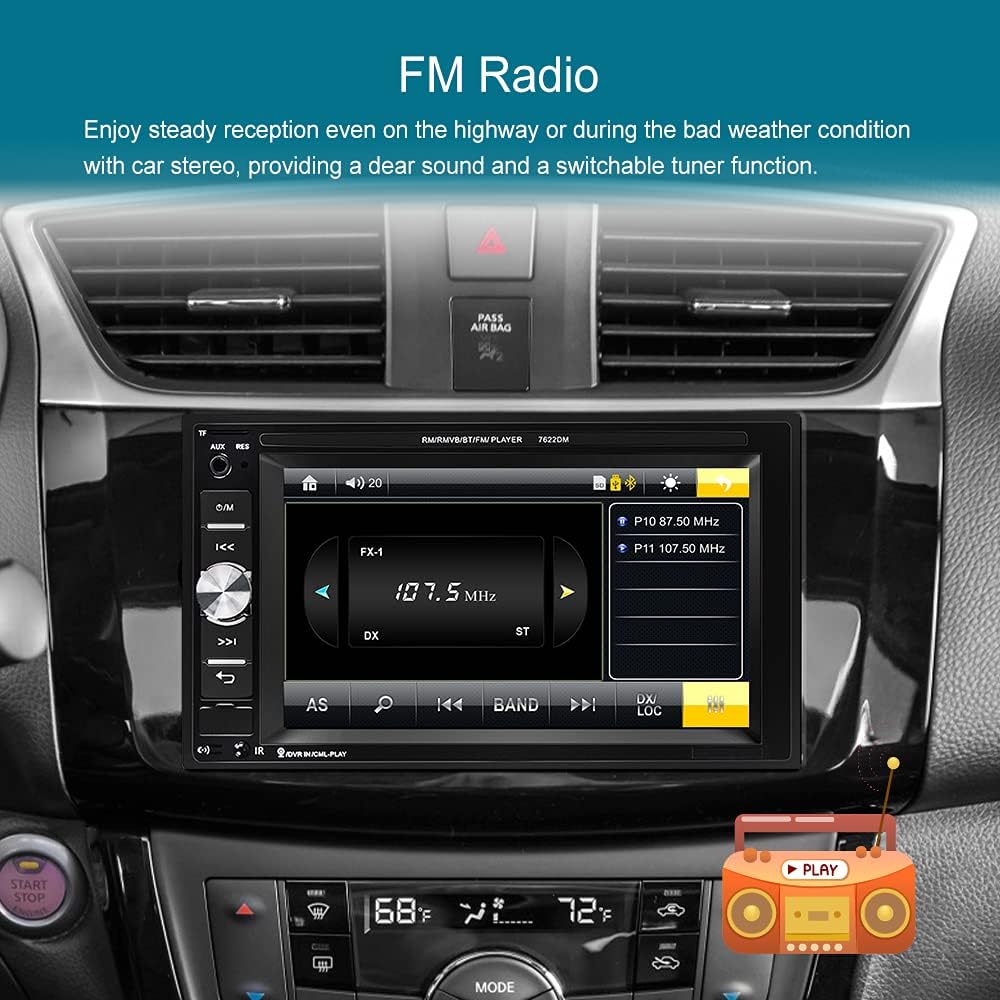 Double Din Bluetooth Touchscreen Car Stereo with Backup Camera Q673