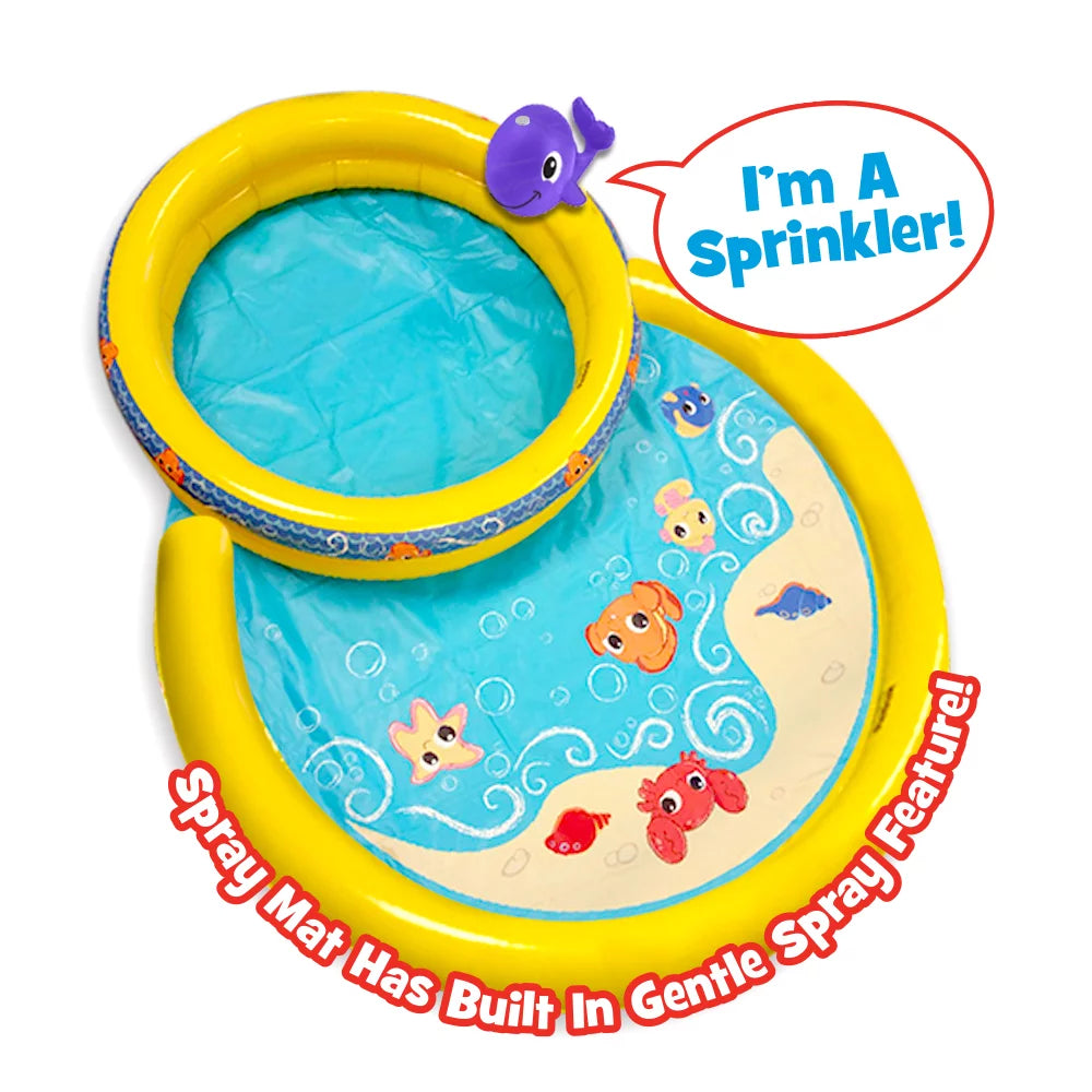 Round Splash Pool with Whale Sprinkler and Spray Mat G9457