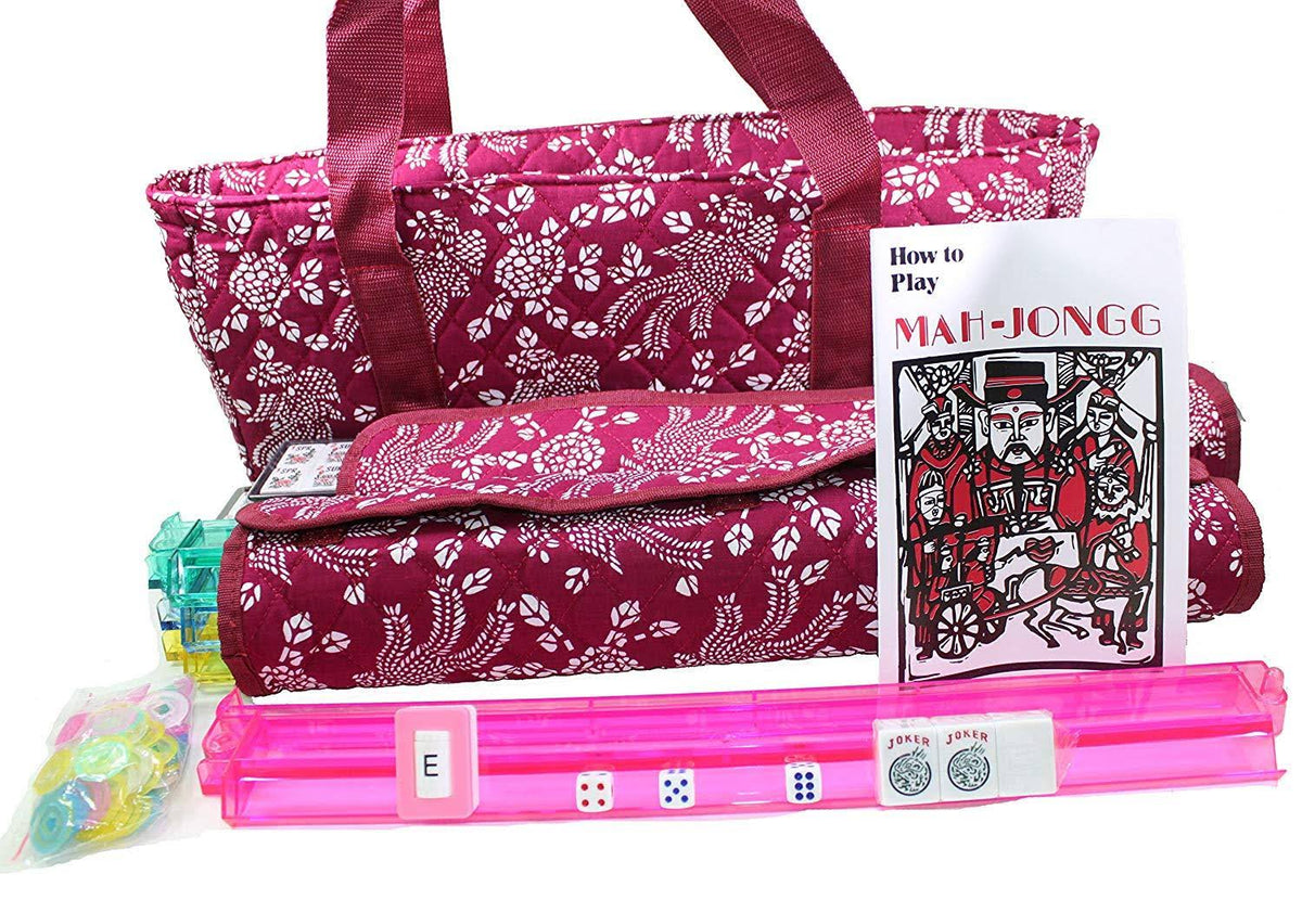 American Mahjong Set with Soft Bag 4 Color Pushers Racks S989