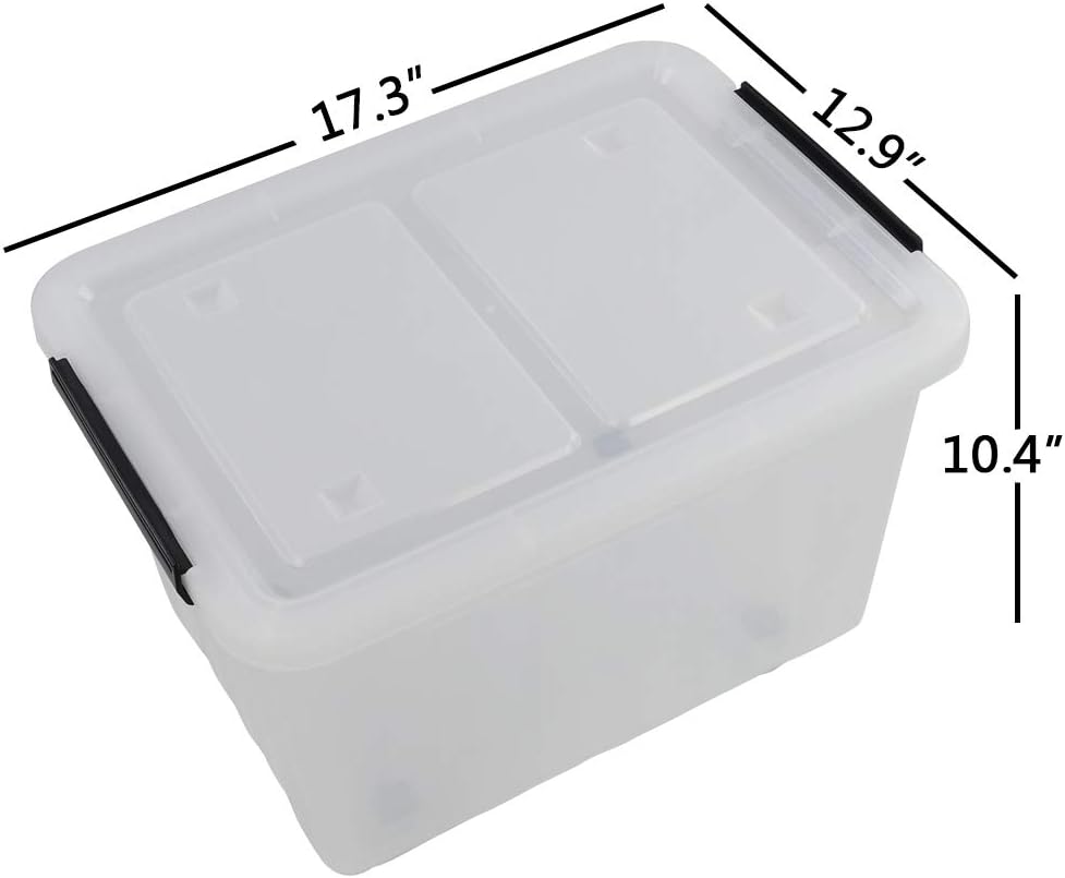 30 L Clear Plastic Storage Box with Wheels, 4-Pack U348588