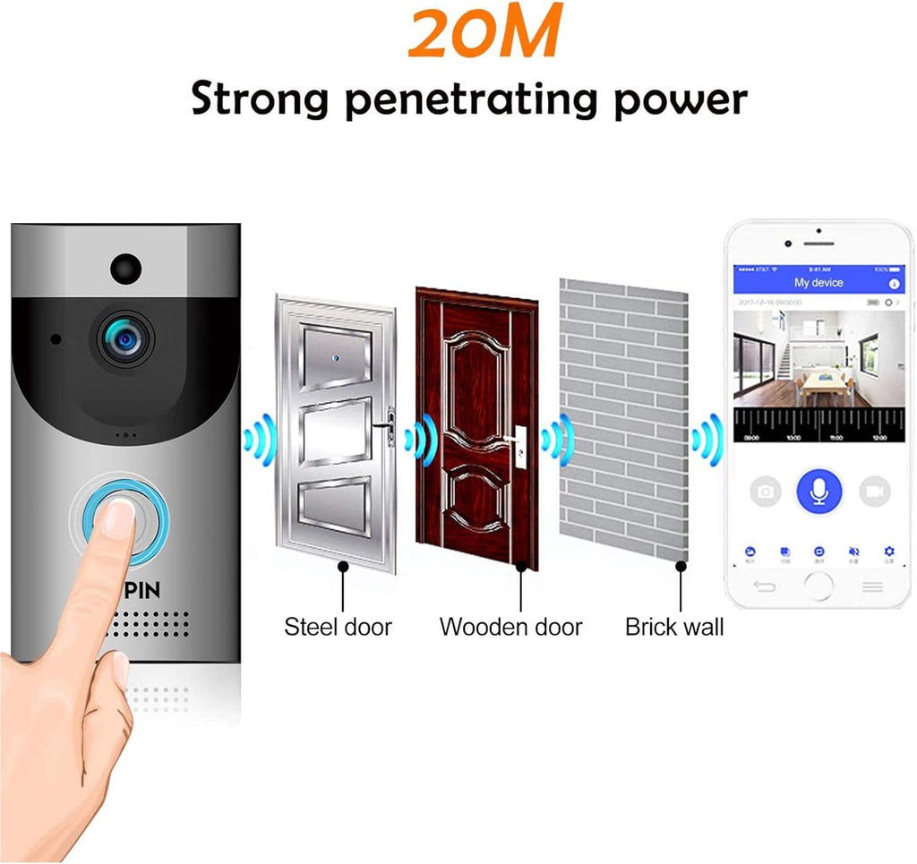 Waterproof WiFi Doorbell Camera with Chime J43783