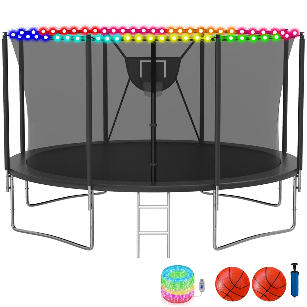 10FT Trampoline with Basketball Hoop and Enclosure Net Y152537