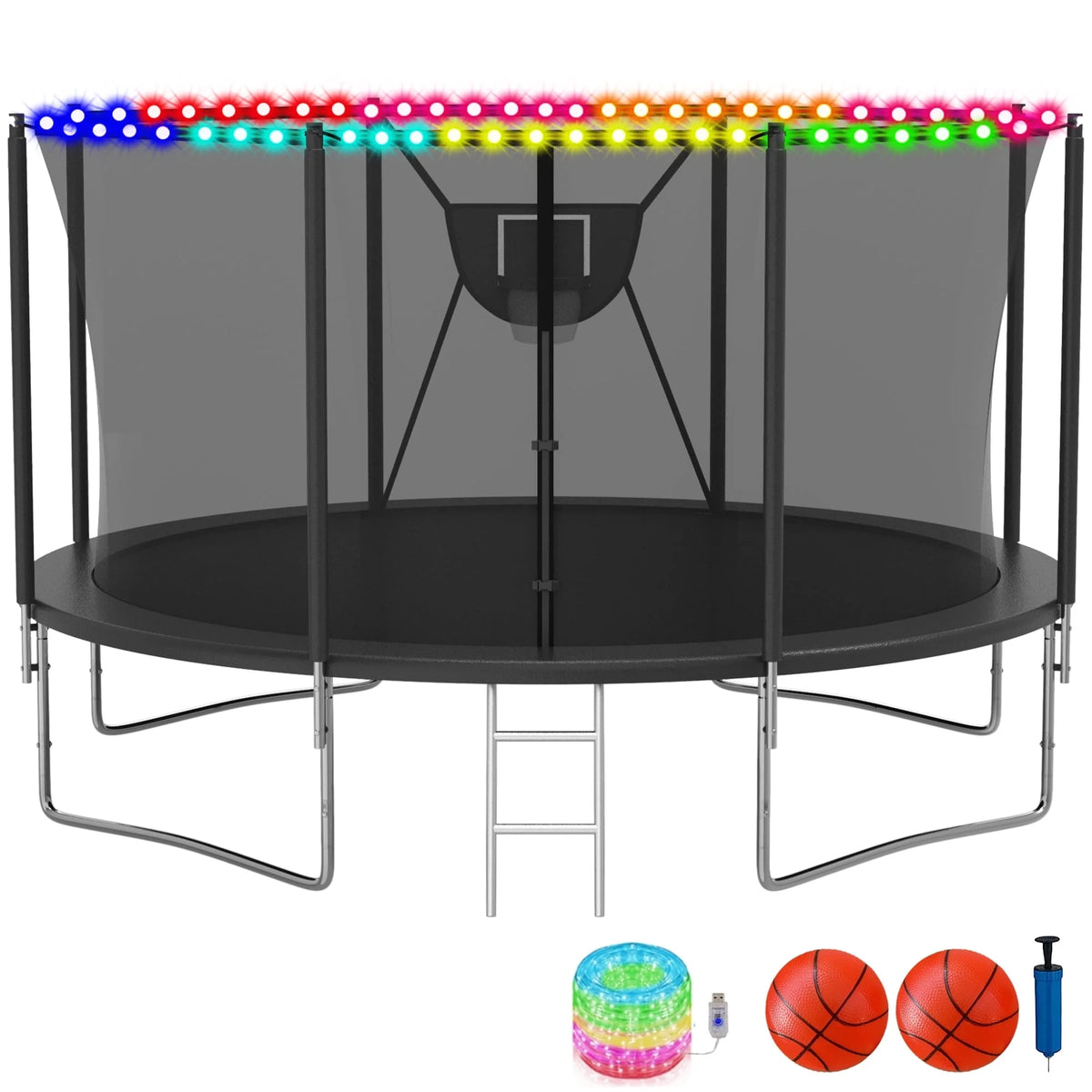 10FT Trampoline with Basketball Hoop and Enclosure Net Y152537