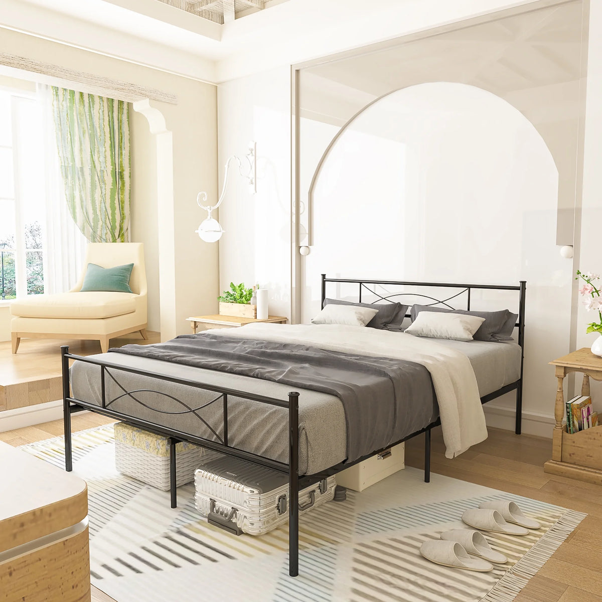 Full Size Metal Bed with Headboard U314960