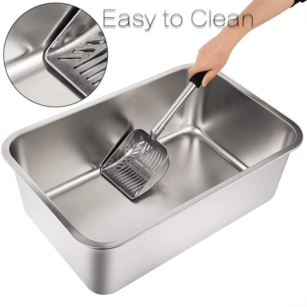 Stainless Steel Litter Box with High Sides W821