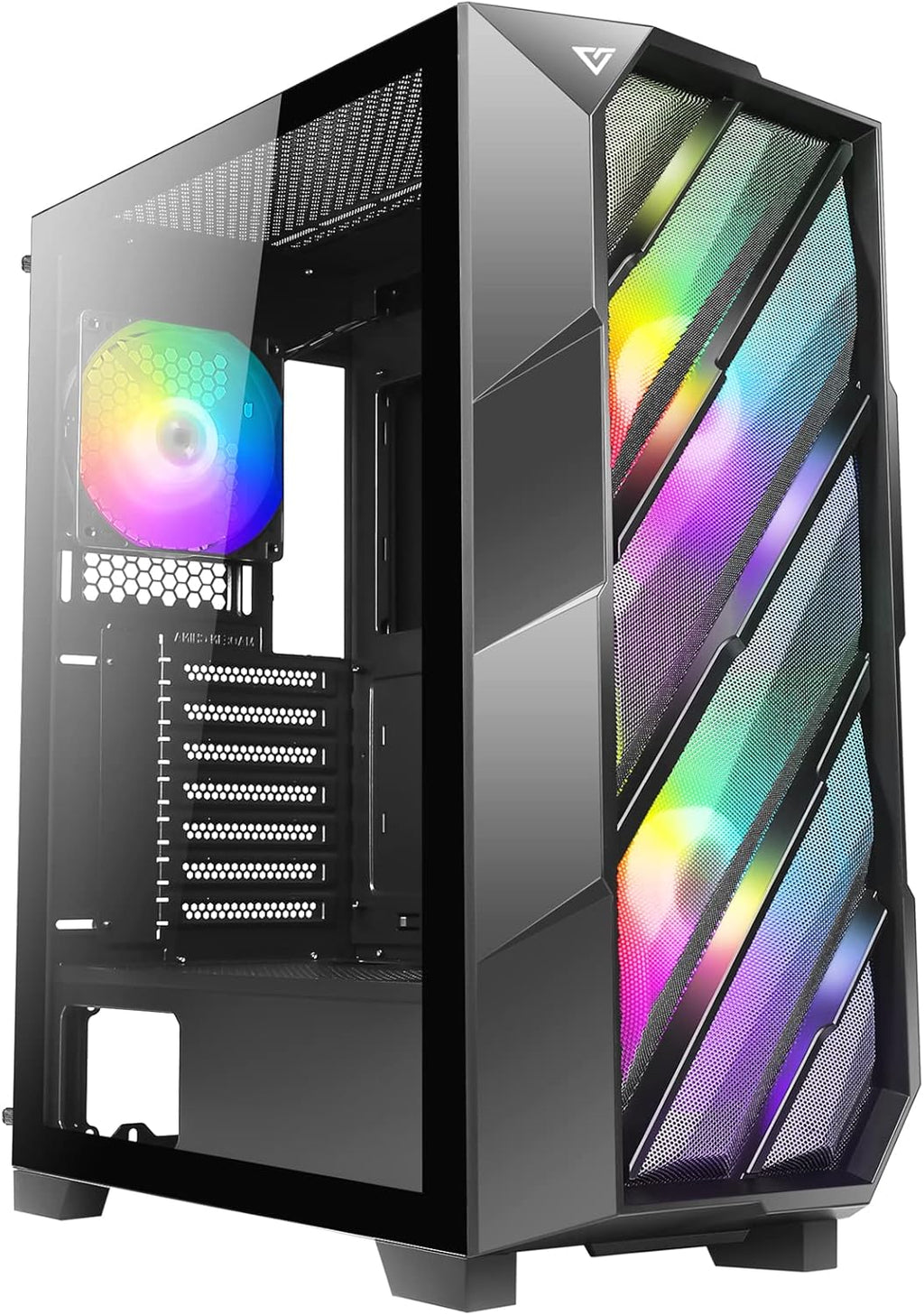 White ATX Mid-Tower Case with Tempered Glass Side Panel D64504