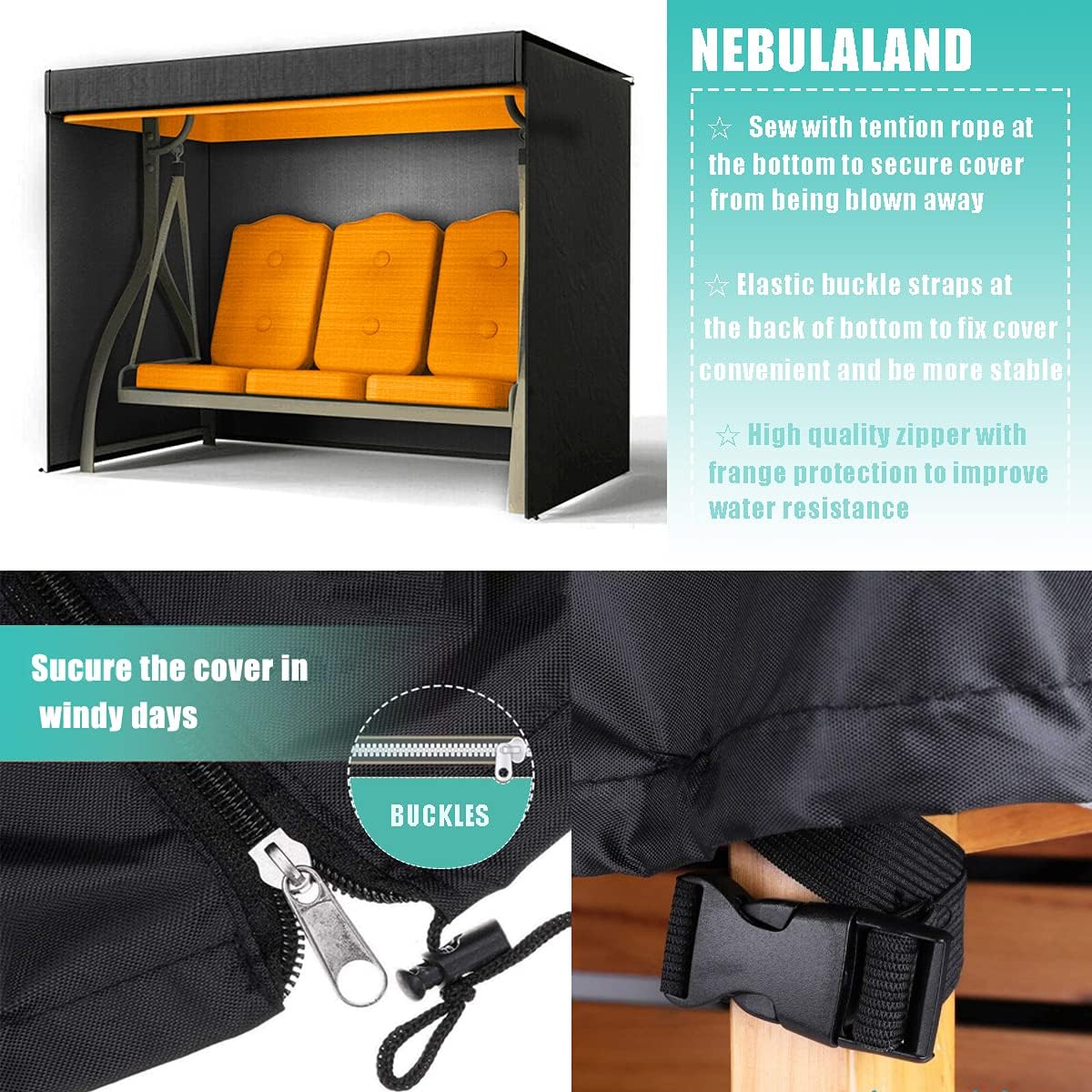 Waterproof 3 Seater 600D Heavy Duty Swing Cover X600