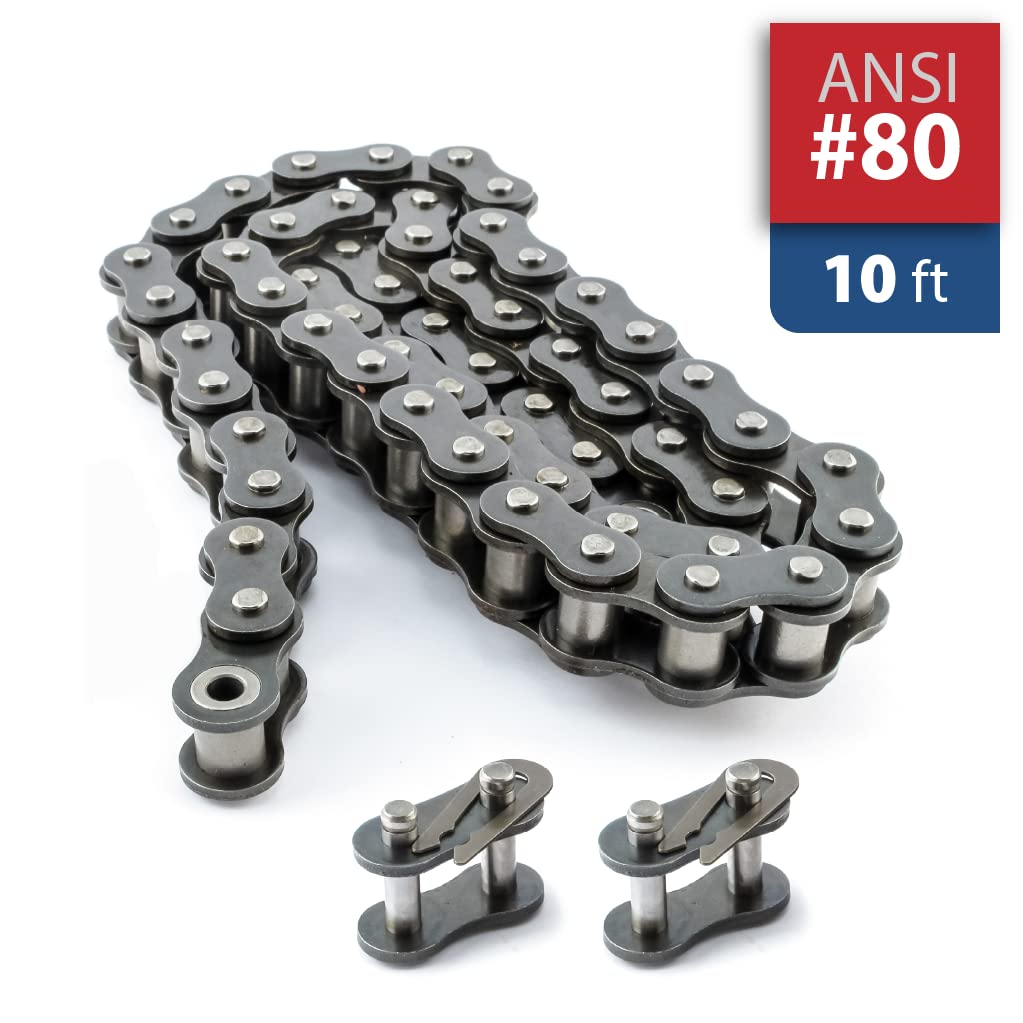 80 Roller Chain 10 Feet Carbon Steel T2410
