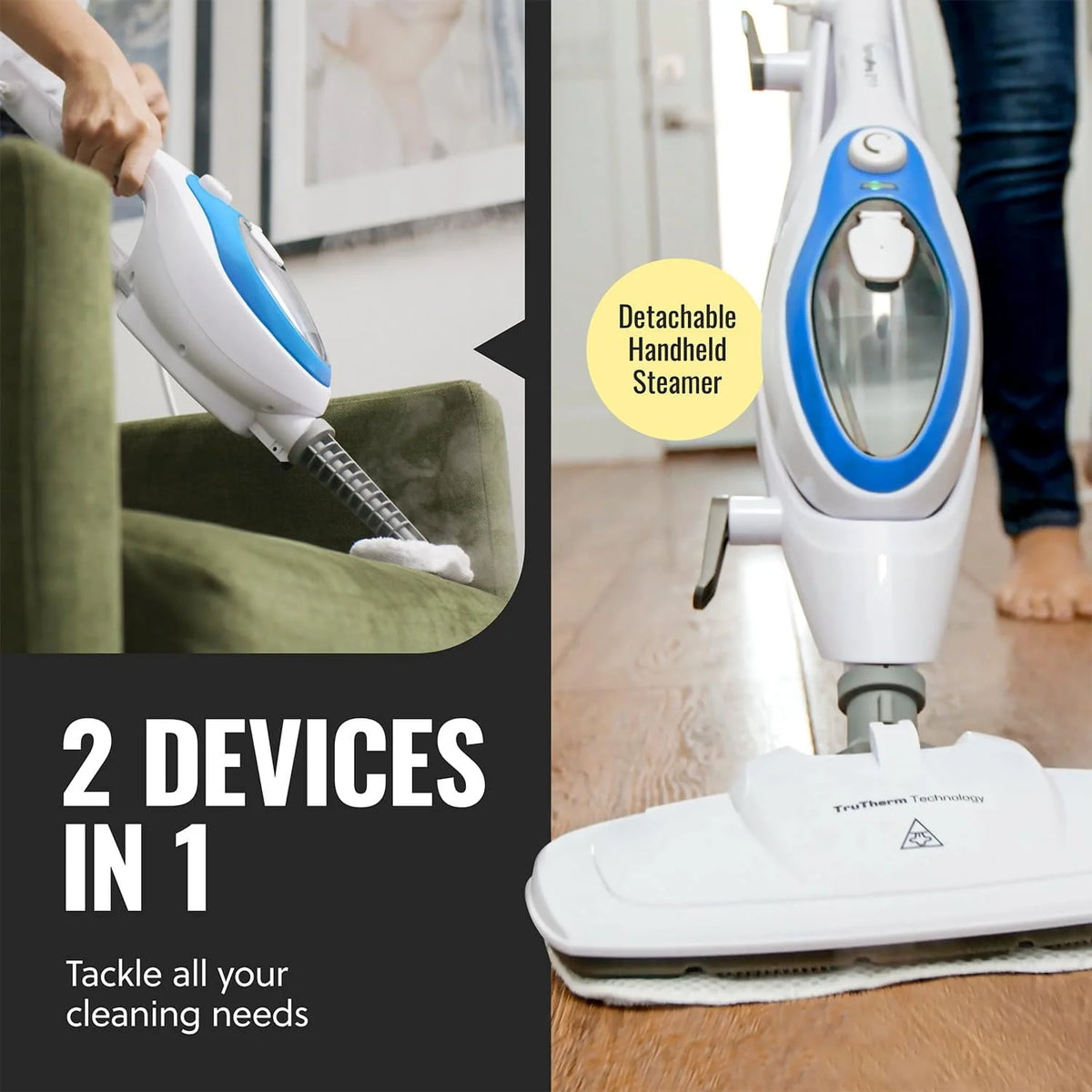 10-in-1 Steam Mop with Detachable Handheld Steam Cleaner E408