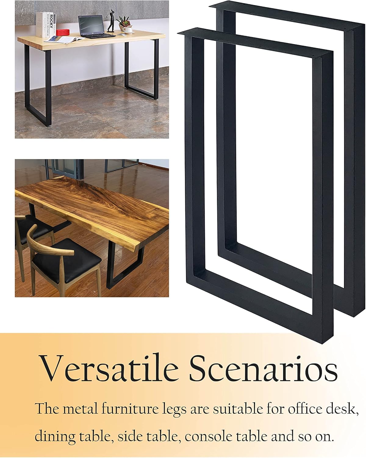 28'' Height 17.7'' Wide Black Metal Table Legs 2 PCS P580981