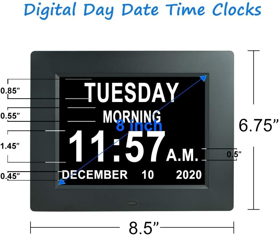 Extra Large Digital Calendar Day Clock with 12 Alarms F579