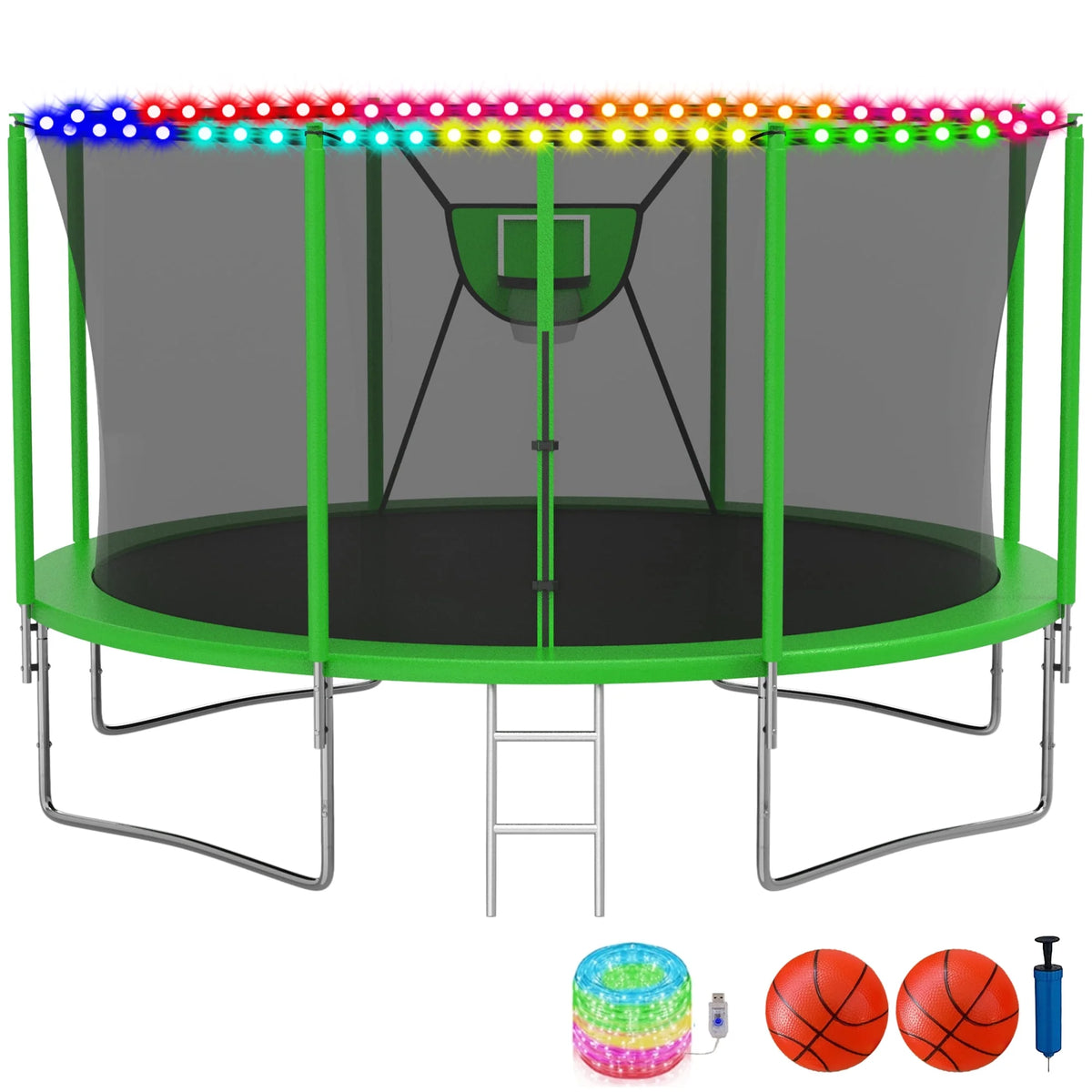 10FT Trampoline with Basketball Hoop and Enclosure Net Y152537