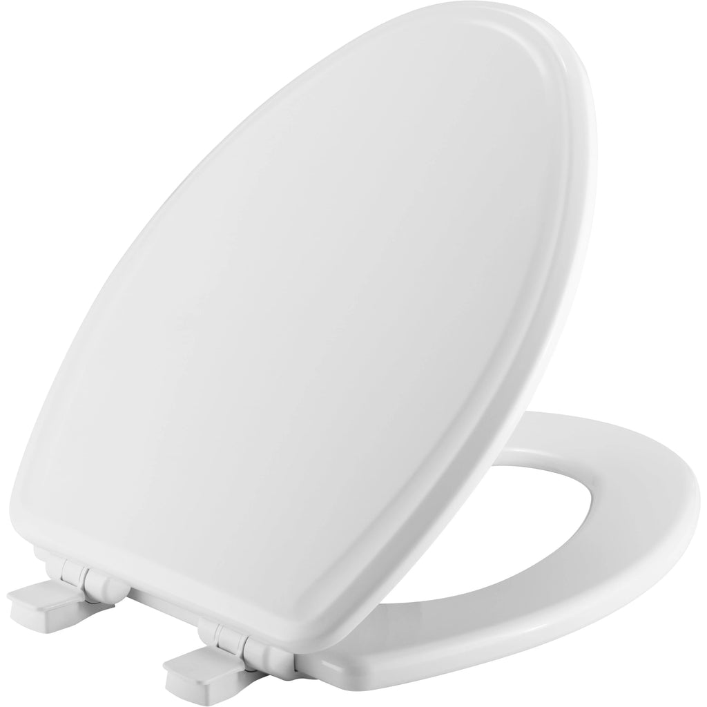 Slow Close Round Enameled Wood Toilet Seat in White N778777