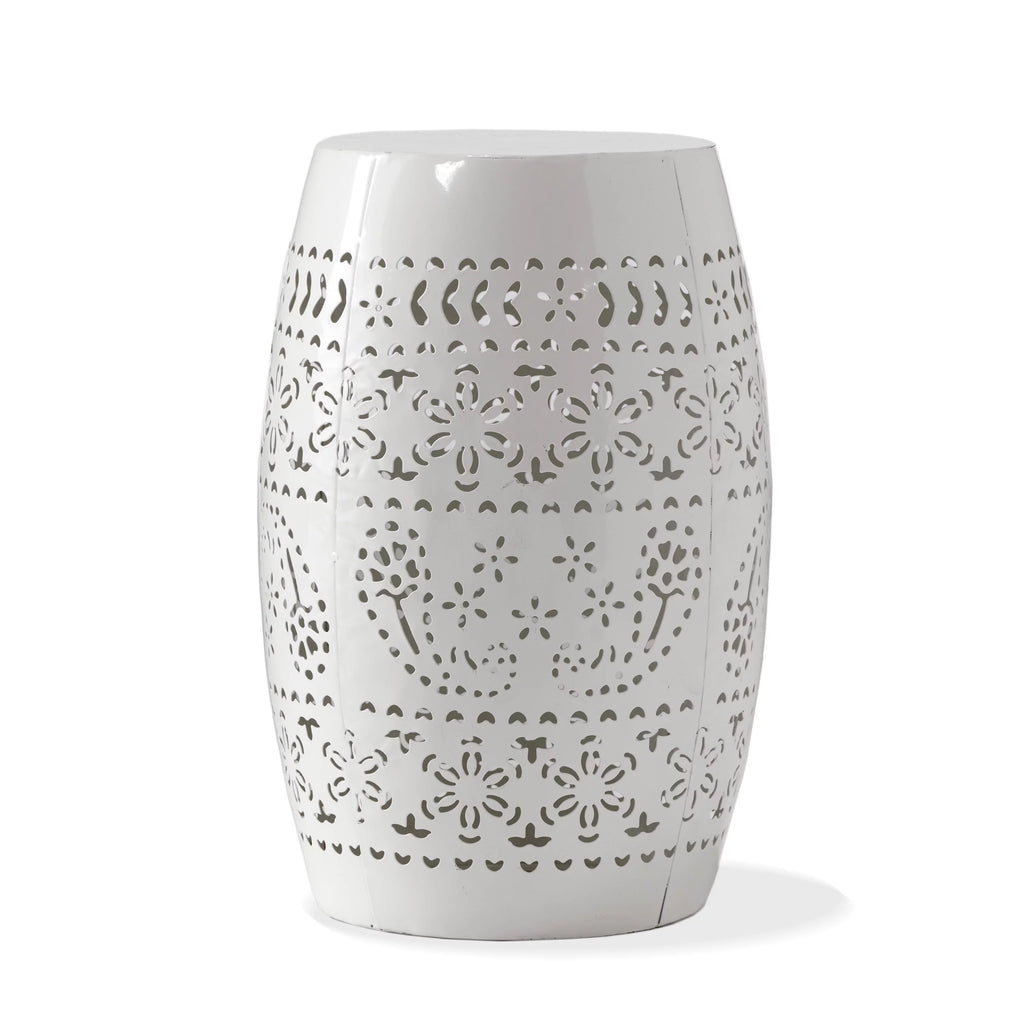 White 12 Lace Cut Iron Side Table B289