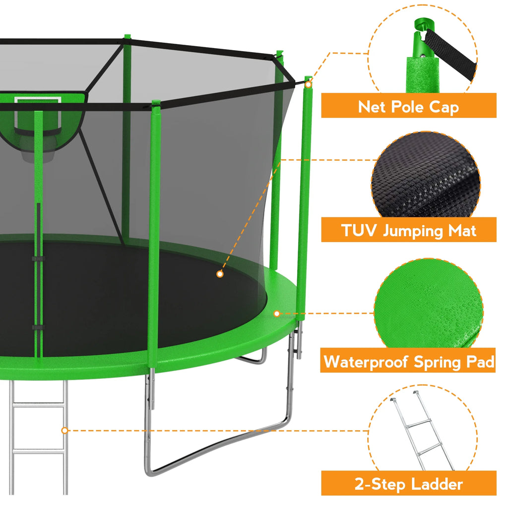 10FT Trampoline with Basketball Hoop and Enclosure Net Y152537