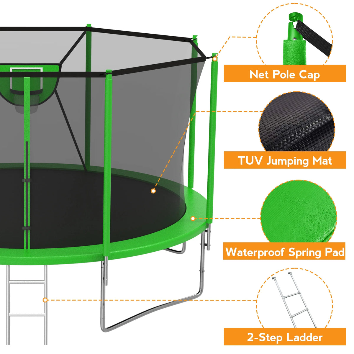 10FT Trampoline with Basketball Hoop and Enclosure Net Y152537