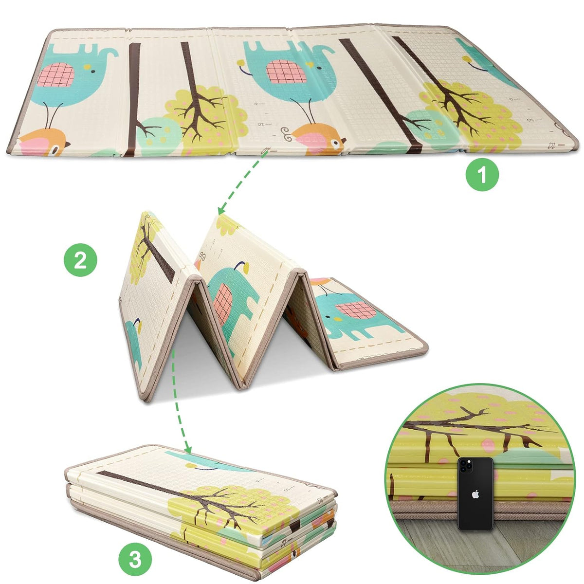 Reversible Foldable Foam Baby Play Mat with Travel Case G3635