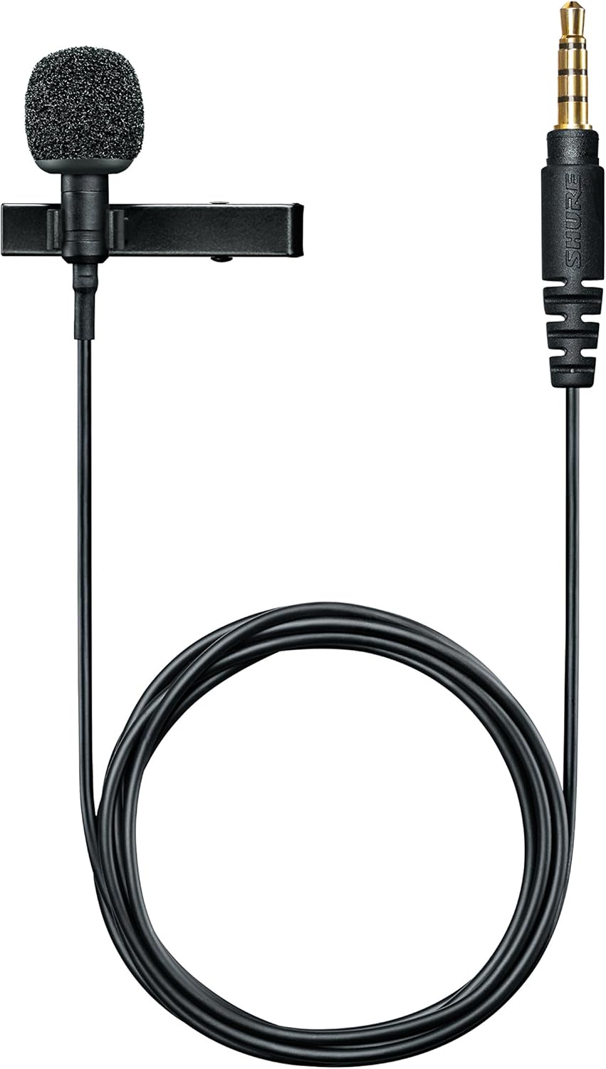 Omnidirectional Condenser Lavalier Microphone with Windscreen, Tie-Clip, Mount and Carrying Pouch, Black A521016