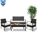 4 Pieces Rattan Cushioned Sofa Table Set E216199