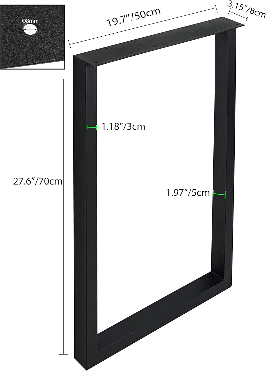 28'' Height 17.7'' Wide Black Metal Table Legs 2 PCS P580981