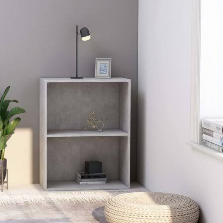 2-Tier Concrete Gray Book Cabinet P745