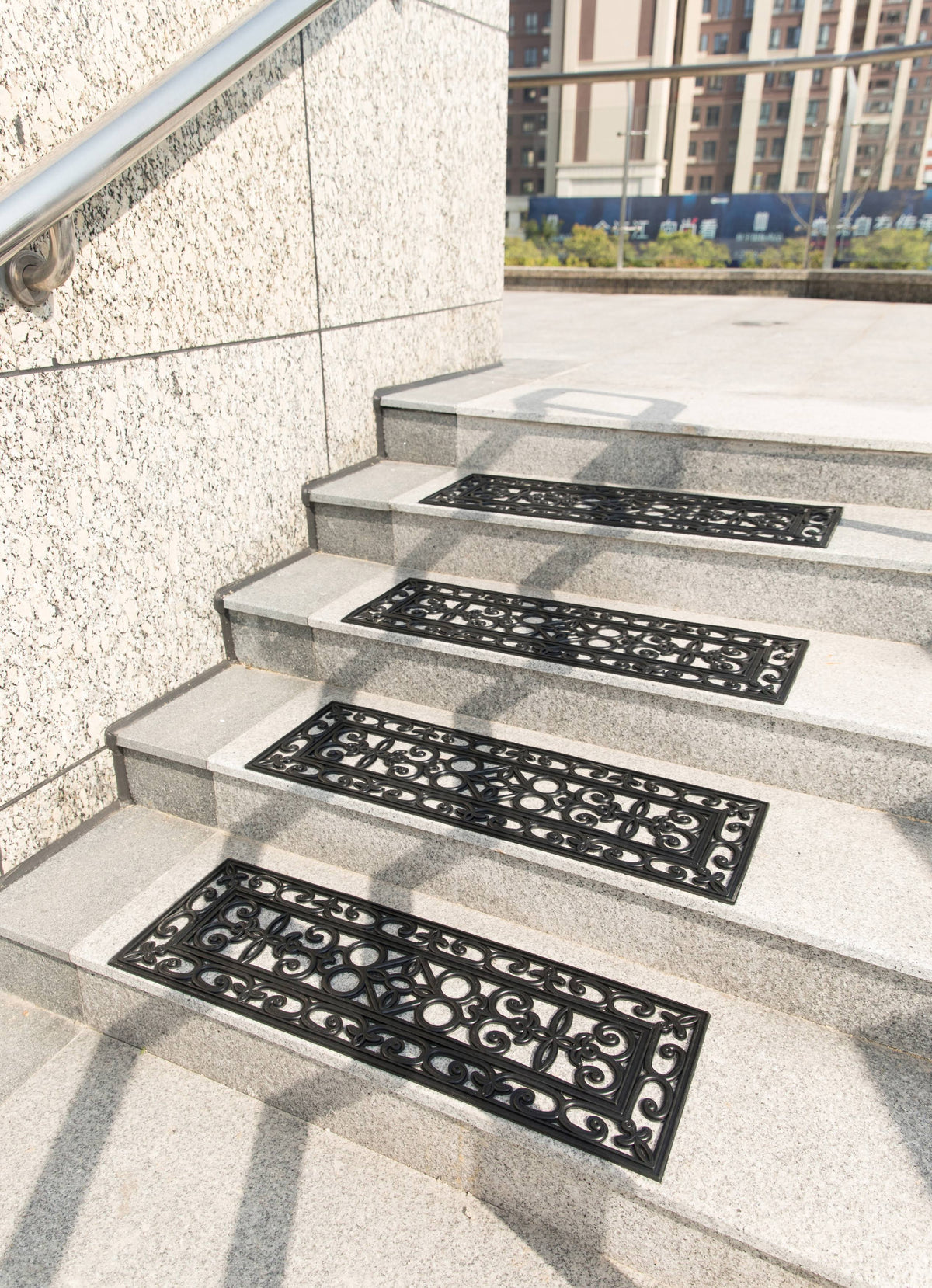 Set of 4 Anti-Slip Rubber Stair Tread Mat W475067
